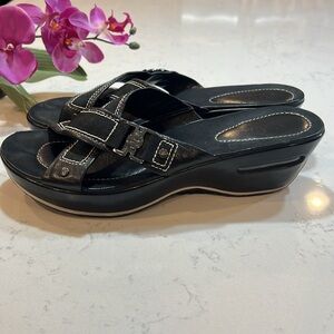 Cole Haan Air Maddy Wedge Thong Sandals Women's Black Size 10B
